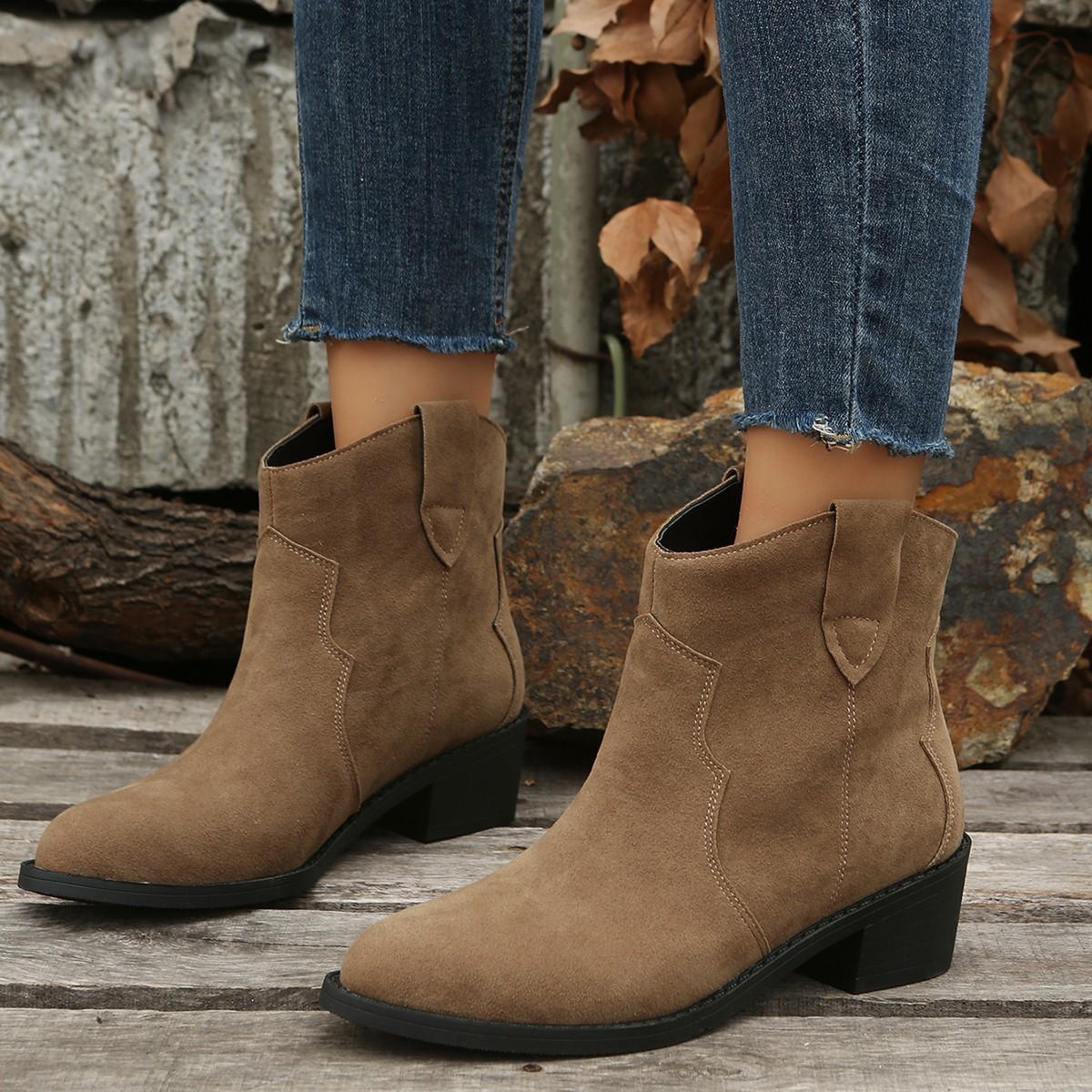 Winter Classic Chelsea Boots for Woman Suede Pointy Toe Wedges Heel Ankle Simple Comfortable Cowboy Female 37 3370₽