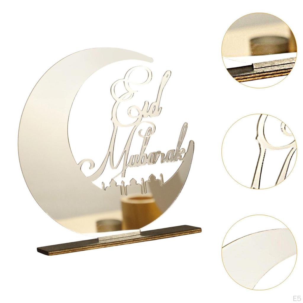 Eid Mubarak Decoration Acrylic Embellishment Portable Desktop Ornament Plaque for Bedroom Islamic