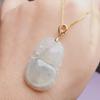 S925 Sterling Silver Jade Guanyin Pendant with Oblique Hole Necklace Buckle