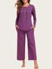 European & American Women's Fashion: Autumn 2025 2-Piece Pajama Set – Casual Long Sleeve Top & Pants with Pockets