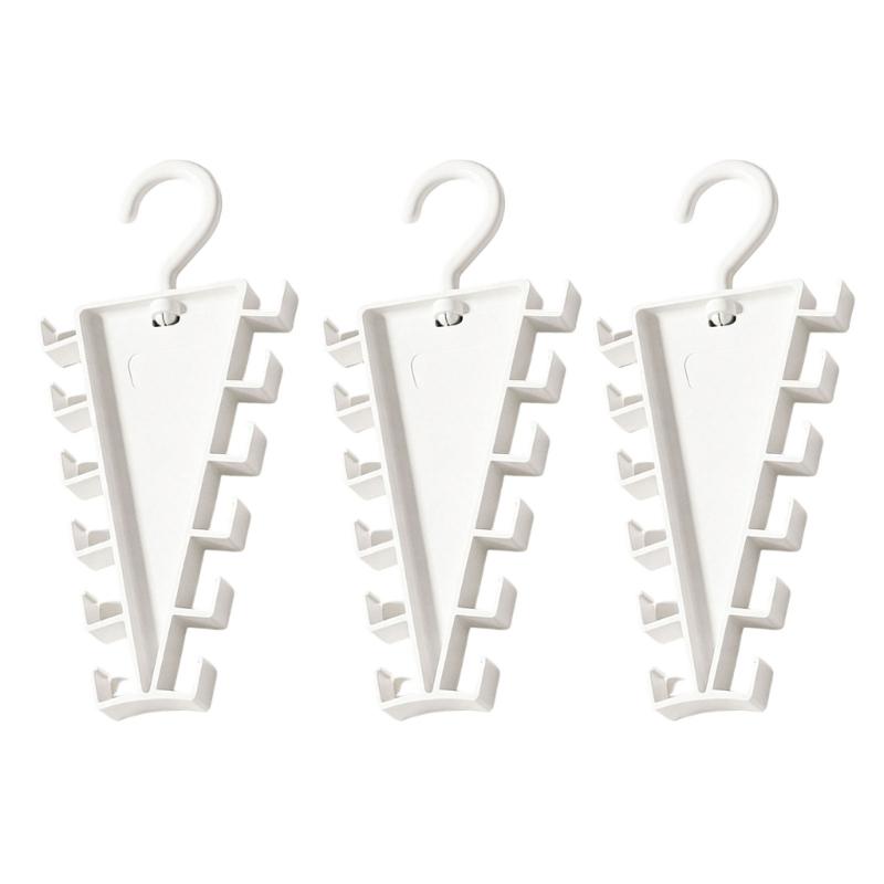 White Plastic Angled Hanger Holder for Closet Storage, Double Sided Rack for Scarves Belts and Daily Closet Rod Use