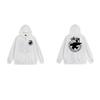 Mens Hooded Zip-Up Fleece-Lined Sweatshirt With Letter Print Casual Oversized Pullover Winter Jacket