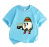 Kids Boys Girls 100% Cotton Crew Neck Short Sleeve T-Shirt, Cute Chicken with Gun Elf Pattern Casual Soft Breathable Summer Tee for Children Daily Wea