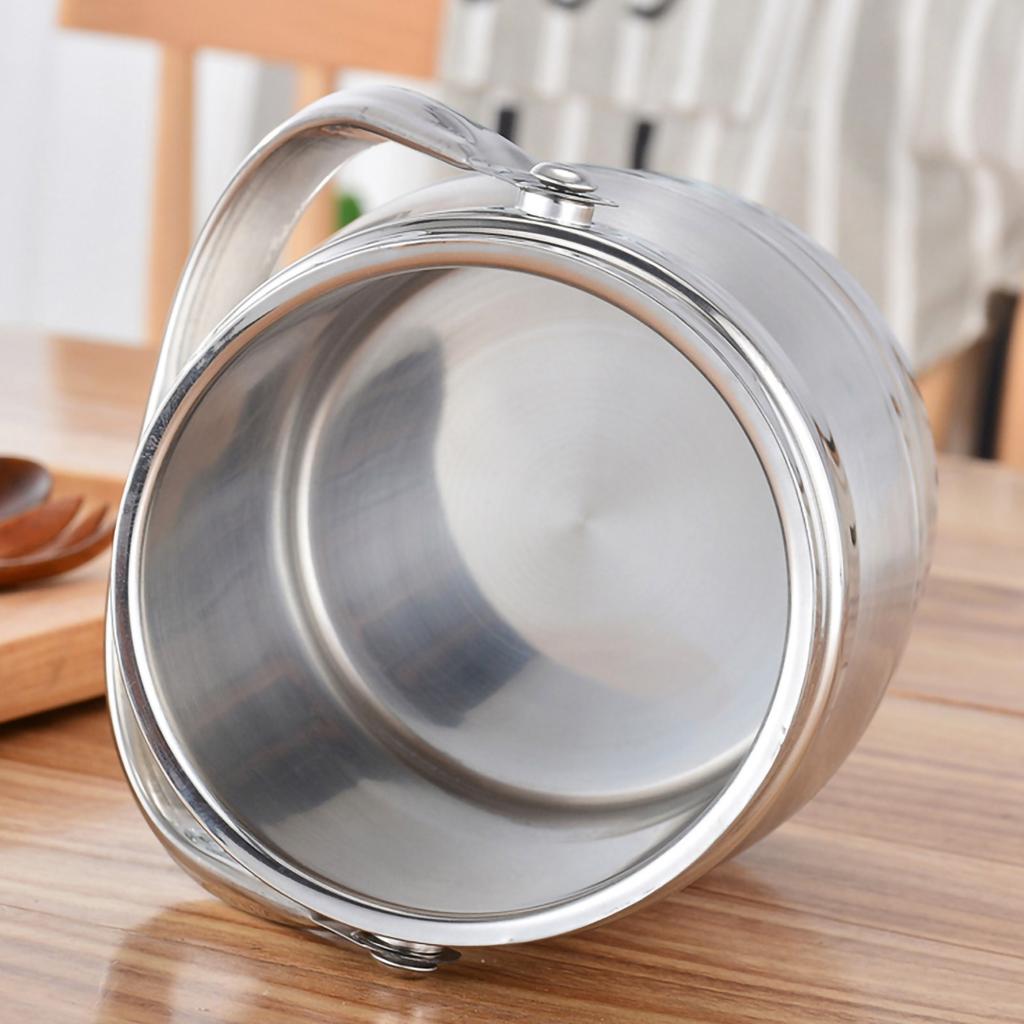 2L 3 Layers Food Grade Stainless Steel Drum Shape Lunch Box Food Container with Handle