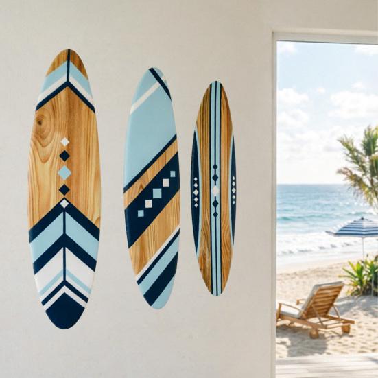 3 ks 12palcové velké námořní surfboardové nástěnné umění Dřevěný surfboard Závěsná pobřežní cedule pro obývací pokoj Ložnici Domácí dekorace