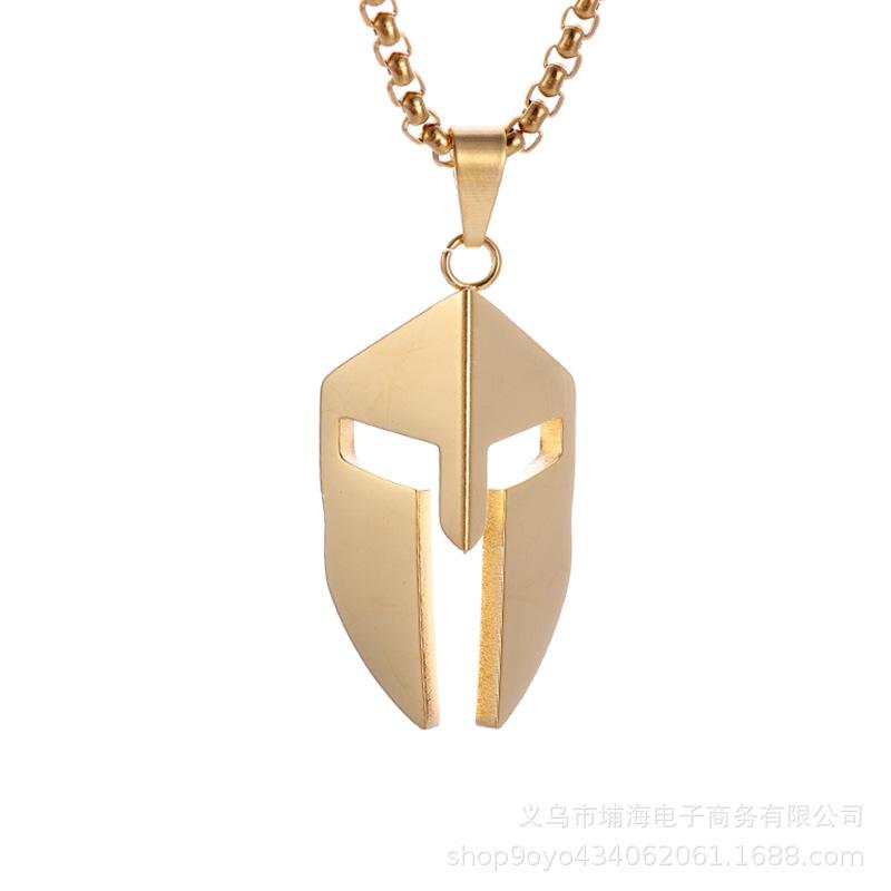 Maschera da Guerriero Minimalista Maschera Viso Ciondolo Collana Acciaio Inossidabile Collana da Uomo Gioielli in Acciaio di Titanio