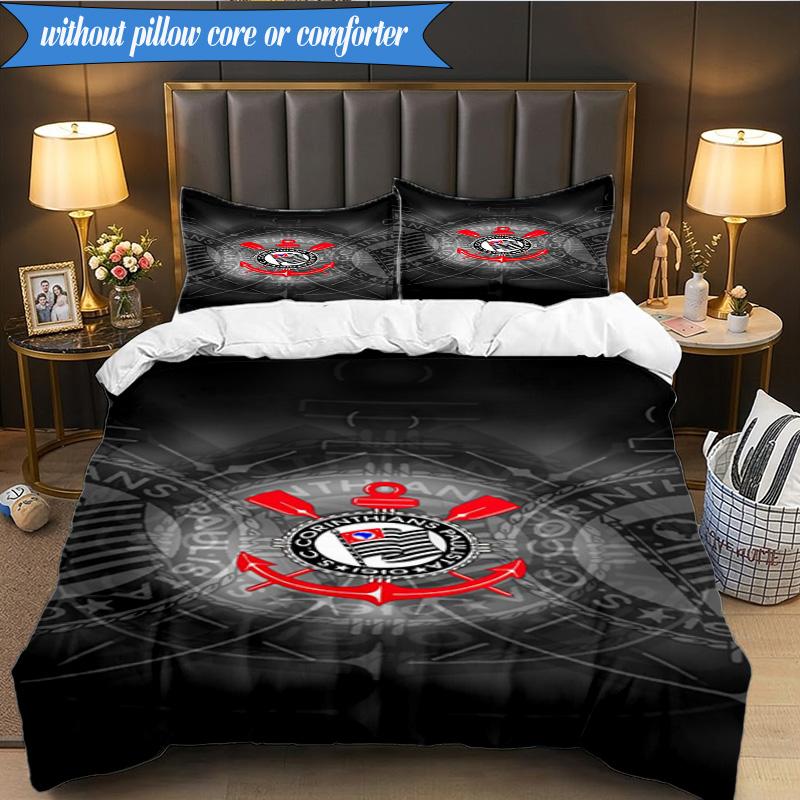 3PCS Sport Club Football Crest Printed Soft Bedding Set,Including 1pc Duvet Cover And 2pcs Pillowcases Perfect for Bedroom, Dormitory, Fan Gift