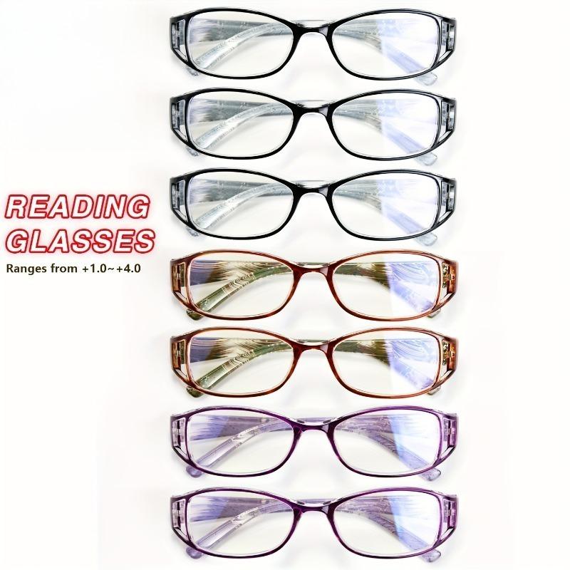 7 Classic Women's Reading Glasses Set Fashionable Hollow Square Frame Reading Glasses