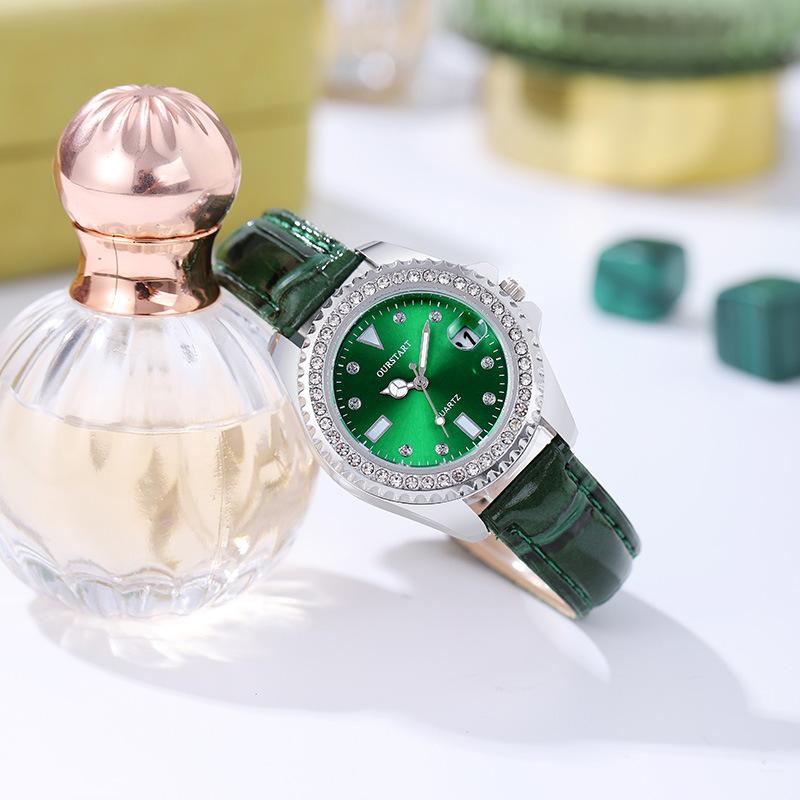 Fashion Watch Casual Clock Montre Homme Business Women Quartz Watch Calendar Sport Green Leather Strap Wristwatch Dropshipping