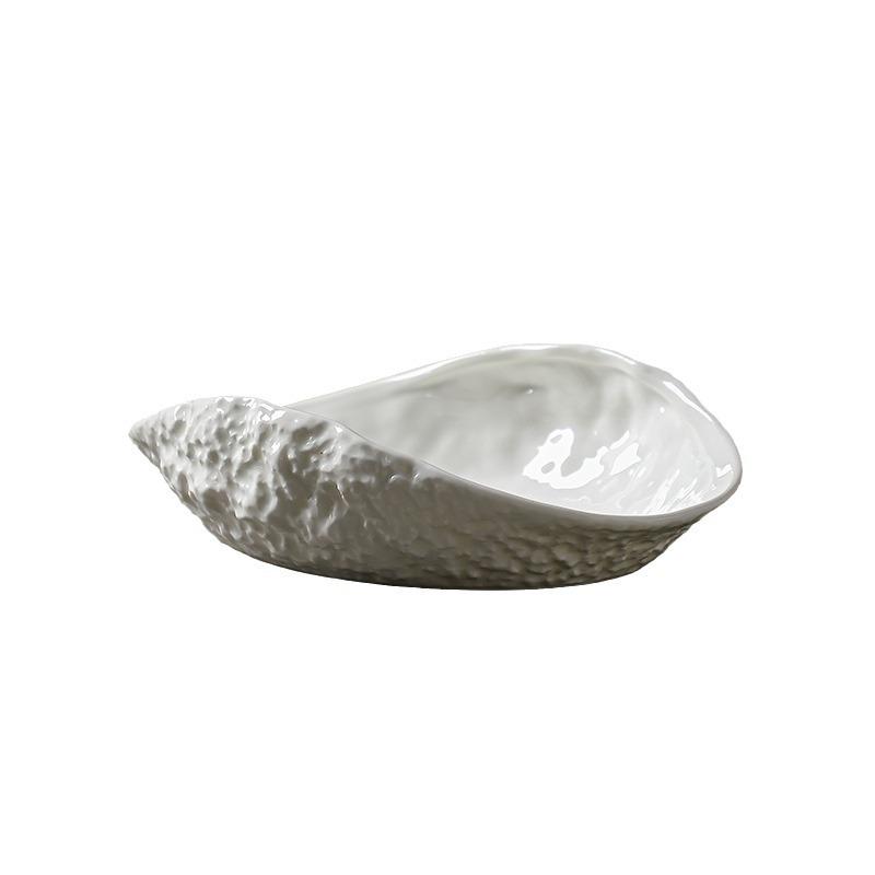 Muschelförmiger Teller mit Felsmuster Haushalt Vergoldet Keramik Dampffisch Suppenteller Hotel Obstsalat Dessert Geschirr