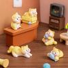 Mini Yellow Cat Resin Figurines Cute Kawaii Animal Micro Landscape Ornaments for Home Decorations Room Desk Accessories