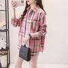 Camisa holgada de manga larga a cuadros para mujer, estilo coreano, chaqueta informal y versátil para estudiantes para primavera y otoño, talla grande, algodón
