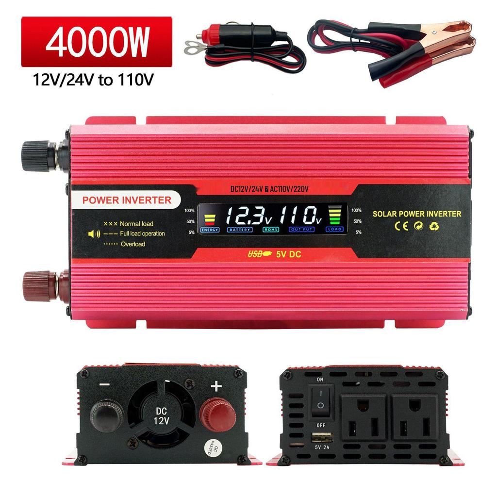 4000W Digital Car Power Inverter 12V/24V to 110V/220V