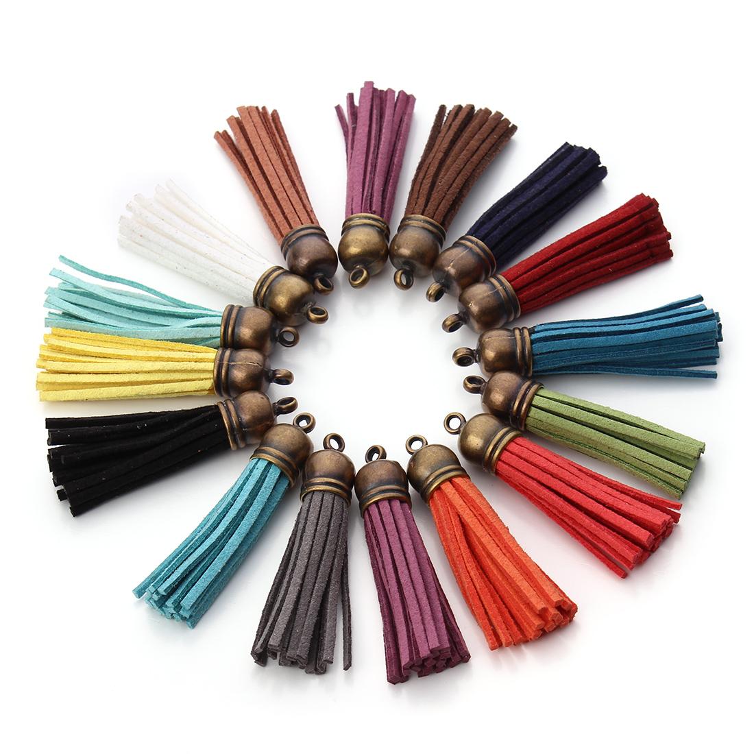 

10-20pcs 30/55mm Leather Tassels Vintage Korean Velvet Tassel Fringe For DIY Jewelry Making Crafts Keychain Supplies Accessories 30mm 20pcs античный бронзовый