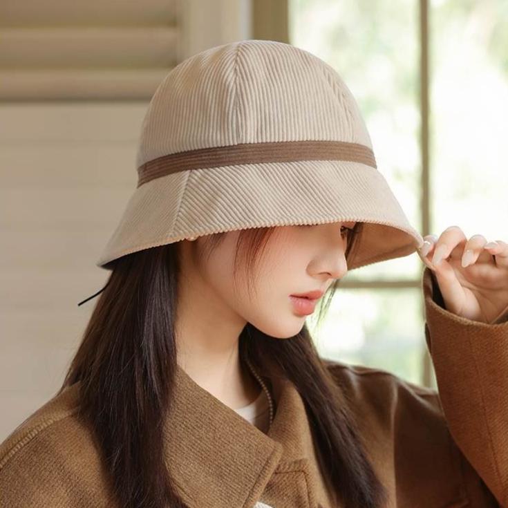 New Corduroy Bucket Hat Ladies Hat Autumn and Winter Basin Hat