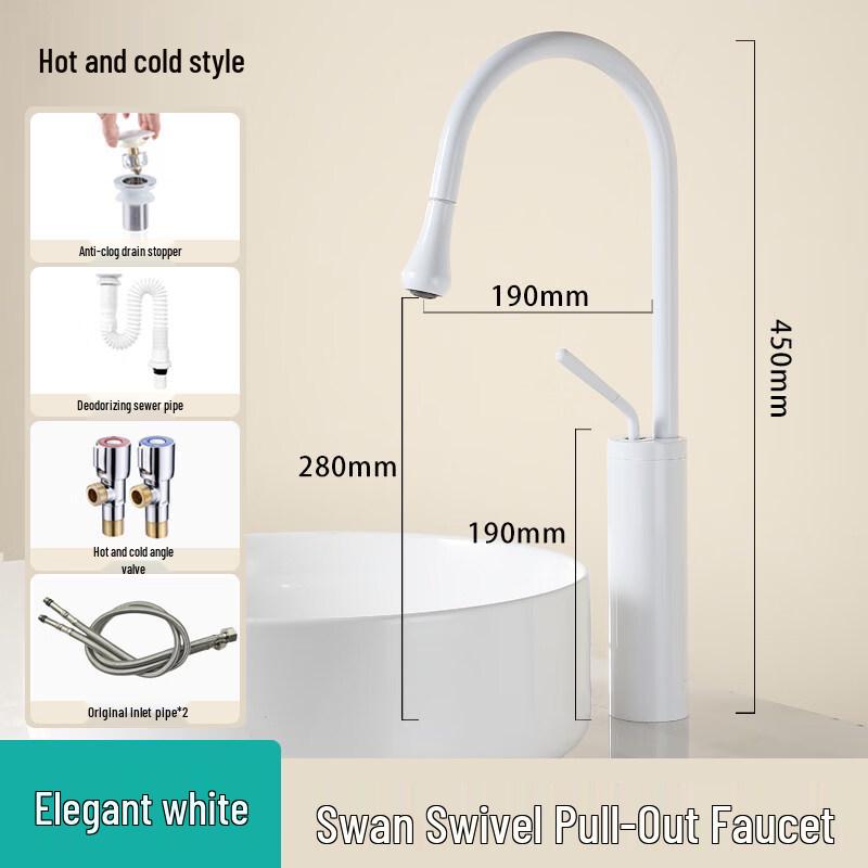 Elegant Swan Pull-Out Kitchen Faucet