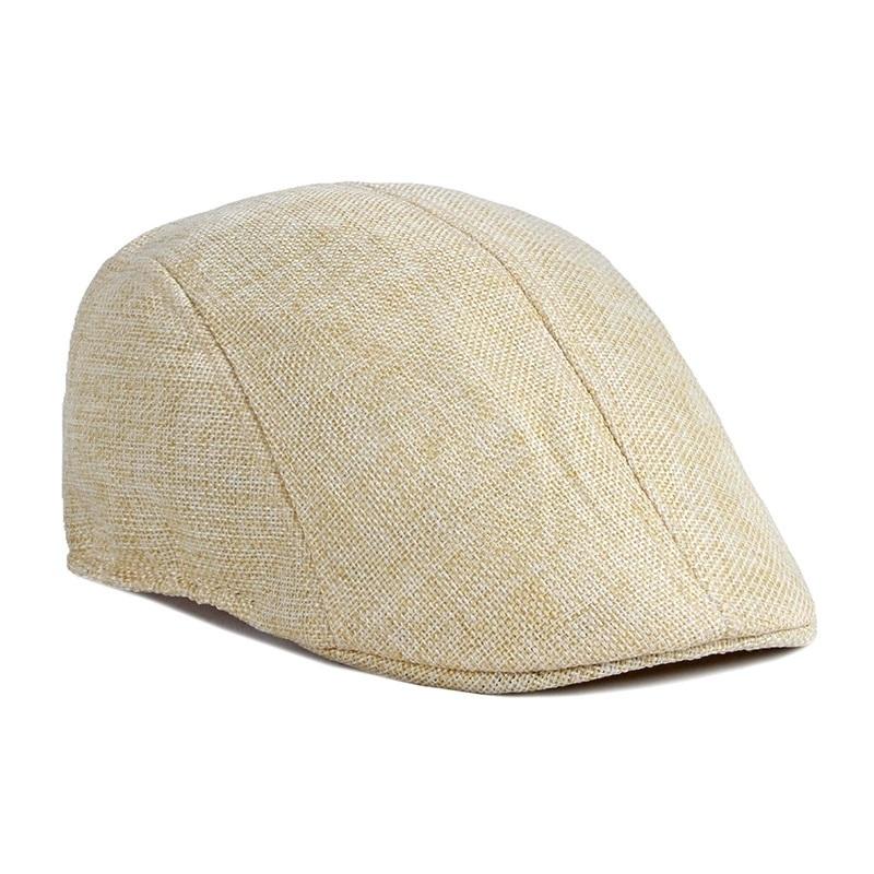 Simple Plain Imitation Linen Beret British Retro Summer Breathable Peaked Cap for Middle-Aged and Elderly People