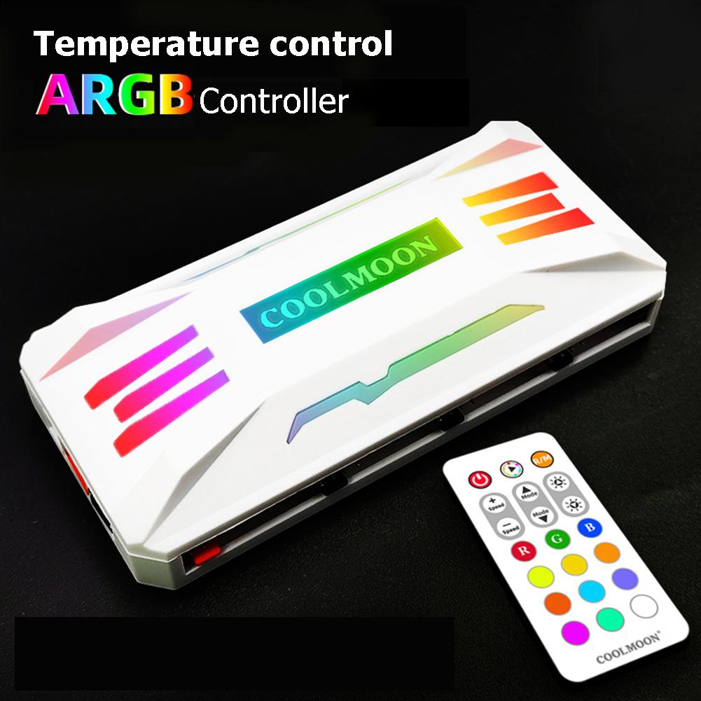 COOLMOON RGB Controller 4Pin PWM 5V 3Pin ARGB Cooling Fan Smart Remote Control for Computer PC Case Chassis Radiator