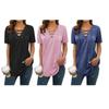 Women Lace Up V Neck Short Sleeve Tunic Top