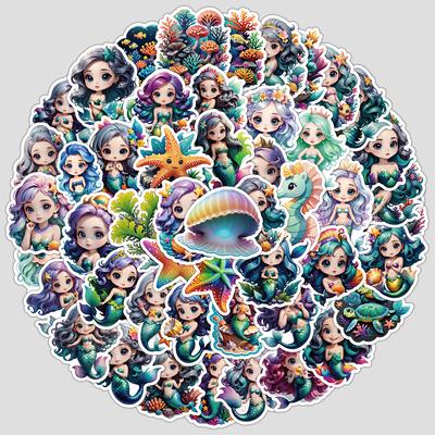 50 Süße Meerjungfrau Graffiti Aufkleber DIY Schreibwaren Aufkleber Wasserbecher Notizbuch Wasserdichte Dekorationsaufkleber