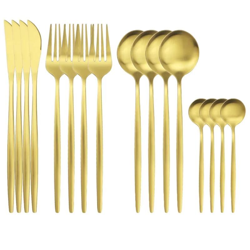 16Pcs Stainless Steel Cutlery Set Cutlery Set Mirror Polished Tableware Western Tableware, Suitable for Hotel Parties.