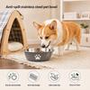 Stainless Steel Pet Water Food Bowl with Paw Print Anti-slip Silicone Base Feeder for Dogs Cats Home Outdoor Use