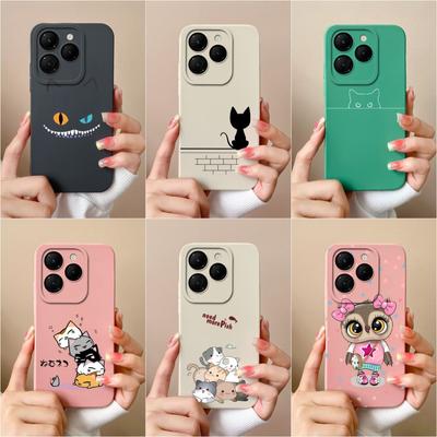 Pro Infinix GT 20 Pro Note 40 Pro+ Smart 8 Zero 30 Itel S24 Kryt Tekutý silikon Roztomilá kočka sova Matné pouzdro Ochrana fotoaparátu Populární brašny na telefon Pouzdro
