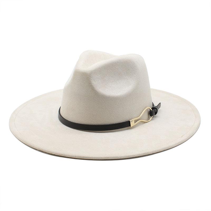 Flat-Brimmed Jazz Hat Season Big-Brimmed Peachheart Woolen Hat