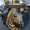 Golden Zebra Round Area Rug,Carpet Rug for Living Room Bedroom Sofa Playroom Decor,Non-slip Floor Mat