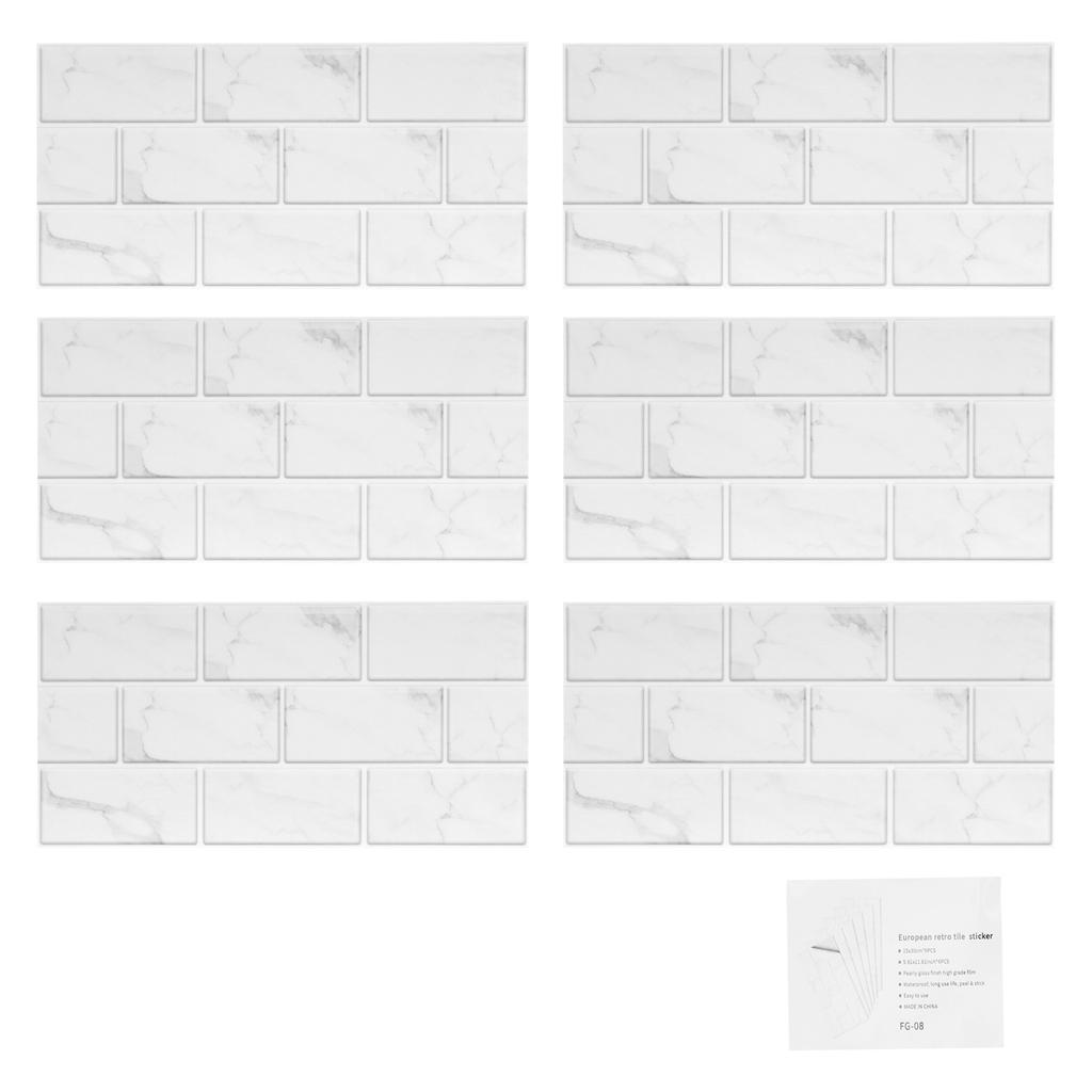 6Pcs Innovative Tiles Sticker Brick Pattern Wall Decal Sticker for Home Living Room Decor