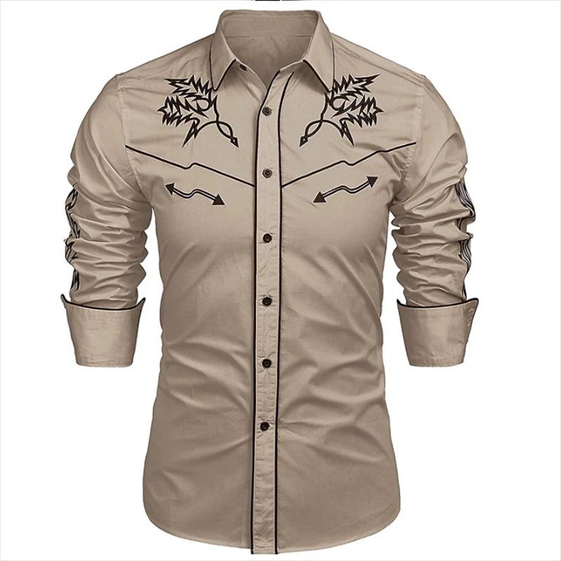 Camisa Occidental Tribal Étnica de Diseño de Lujo para Hombre Deporte Ocio Fiesta al Aire Libre 2023 Nueva