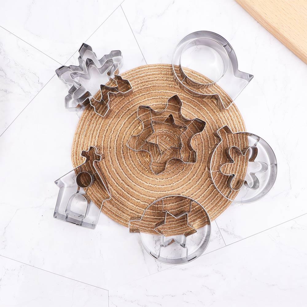 6Pcs Stainless Steel Kitchen DIY Christmas Decor Baking Tools Biscuit Mold Cookie Cutters Set