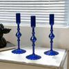 3pcs Nordic Style Minimalist Glass Candle Holder Colorful High Footed Candlestick Creative Living Room Wedding Decoration