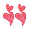 Korean Peach Heart LOVE Glitter Acrylic Dangle Earrings - Romantic Valentine's Day Girly Jewelry for Women