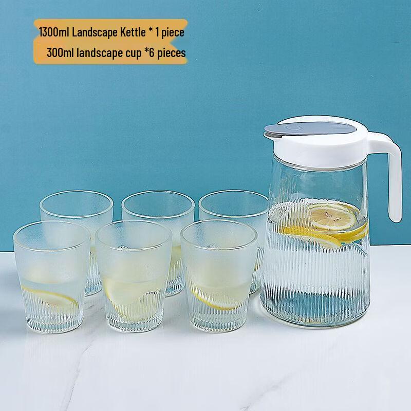 Glass Water Pitcher and Cup Set