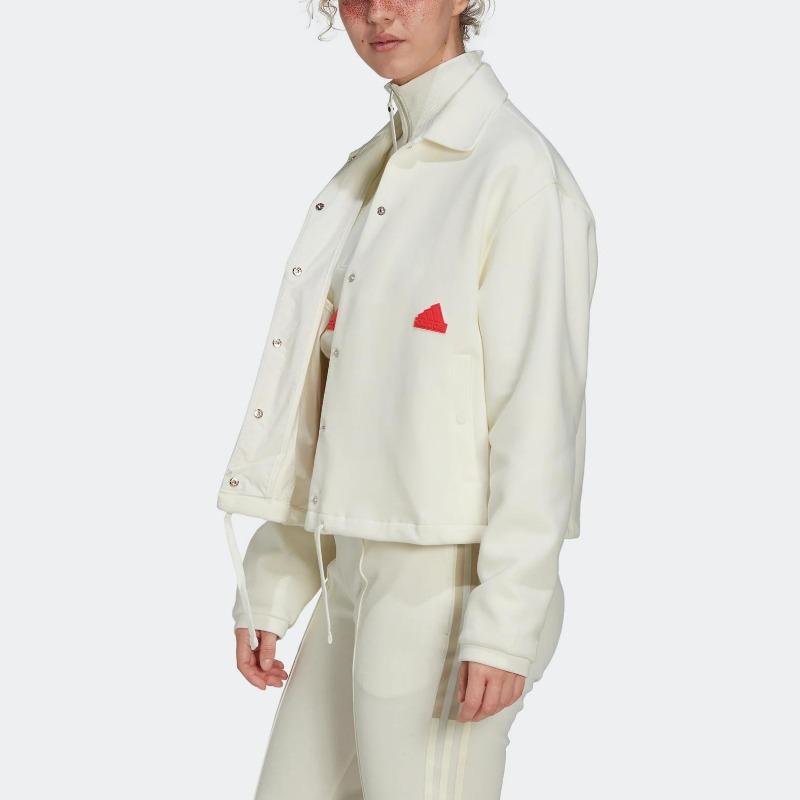 adidas Women's Off-White Buttoned Casual Jacket HP1586