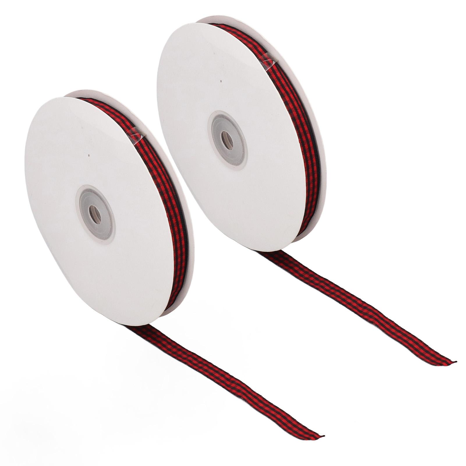 

2 Rolls Christmas Wrapping Ribbon 50 Yards 1cm Wide Red Black Plaid Ribbon Christmas Gift Wrapping Decorative Ribbon