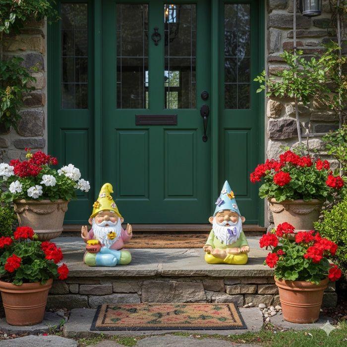 Lot de 2 décorations nains de jardin pot de miel 19 cm