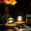 1/4pcs Wooden LED Display Base Light Luminous USB Lamp Holder for Crystal Ball Glass Resin Art Ornament Stand Decor Kids Gifts