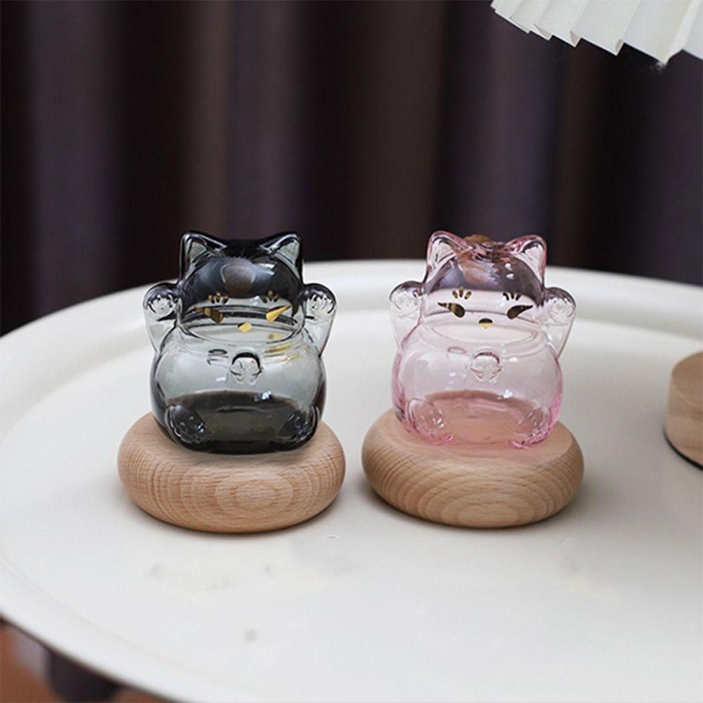 Spardose aus klarem Glas in Katzenform Süßer Goldbohnenbehälter Kleine Goldbohnenbank Wunschstern