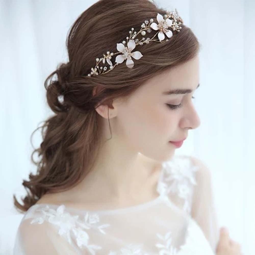 Rhinestone/Pearls Wedding Crystal Hair Hoop Flower Crystal Hair Hoop Tiara Women