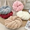 Modern Minimalist Round Throw Pillow With Handwoven Fabric For Sofa Decor