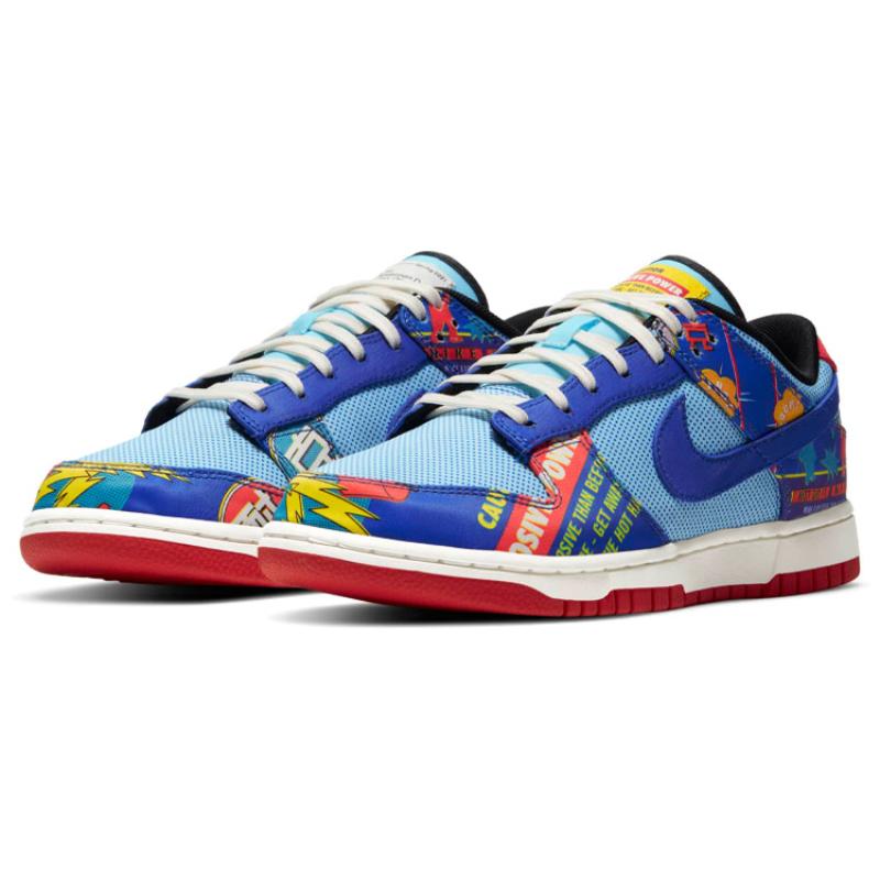 Nike Dunk Retro OG "Firecracker" "CNY" Double-layer Scratch Card Low-top Skate Shoes for Women in Blue and Red