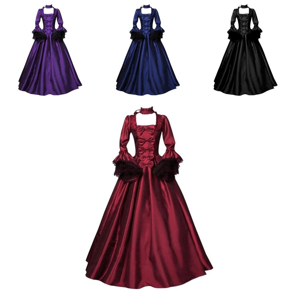 Viktorianisches Mittelalterkleid für Damen in einfarbig mit Spitzenpaneelen, perfekt für Retro-Mode. Charaktere enthalten.)