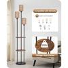 Boho Floor Lamp with Shelves and Foot Switch 3-Light Standing Lamp in Rustic Brown and Yellow for Living Room Bedroom Study