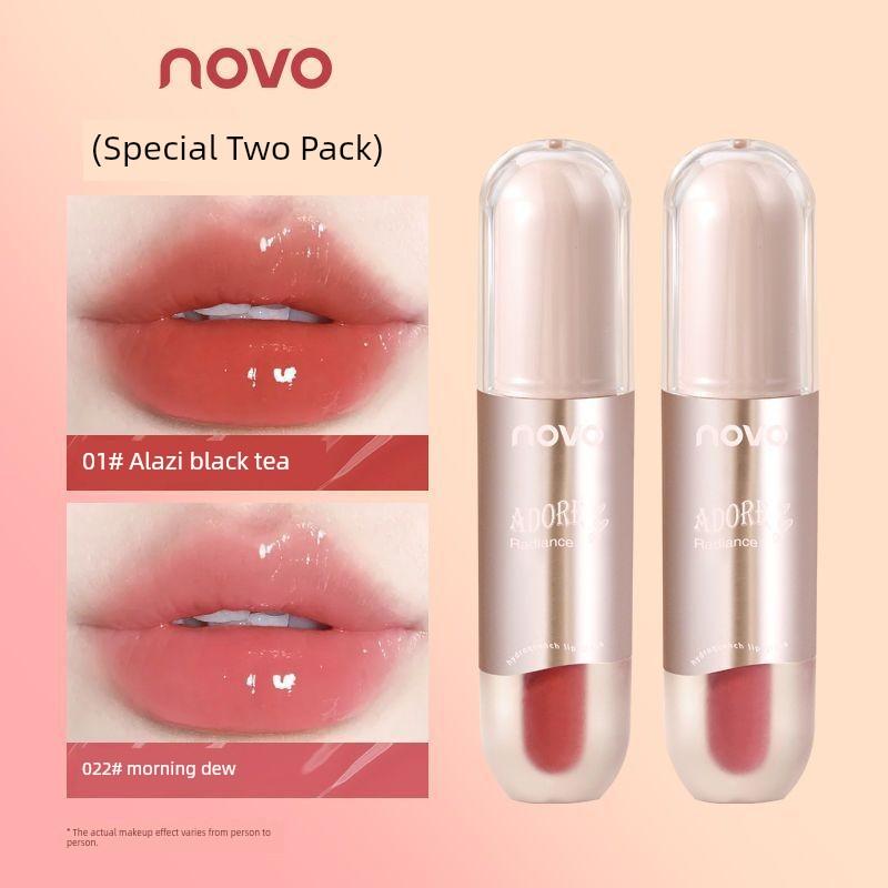 Novo Plain Light Makeup White Lip Lacquer Naked Women Color Series Water Light Mirror Lipstick Glass Lip Gloss Does Not Fade No Stain on Cup