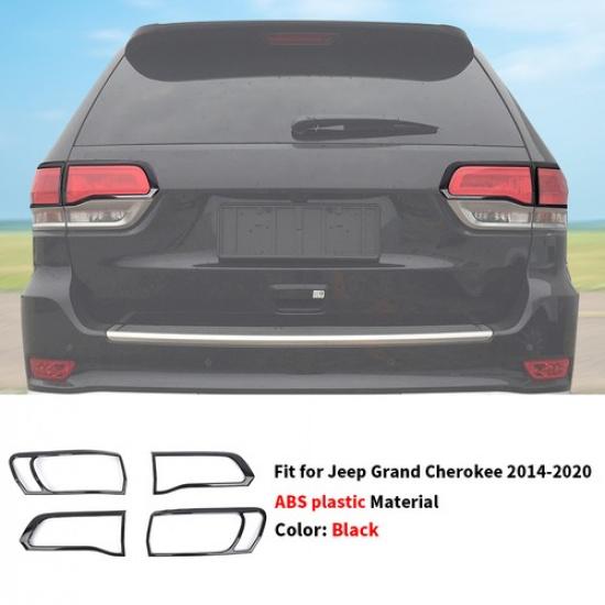 For 2014-2020 Jeep Grand Cherokee Gloss Black Tail Light Lamp Cover Trim Bezel