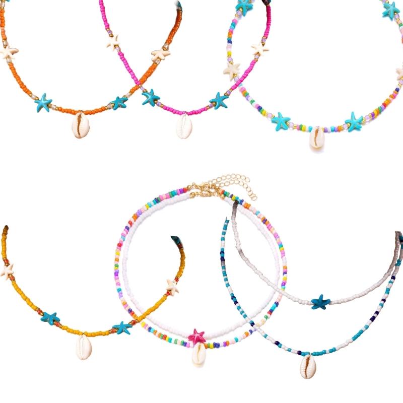 Elegant Layer Shell Necklace for Beach Outings and Everyday Fashion Statement Pieces With Adjustable Beaded Chain