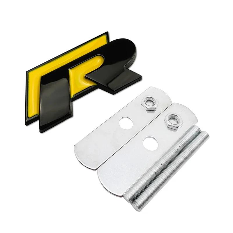 WGLRK1 For Volkswagen VW Rline GTI Golf 5 6 7 Jetta Passat Touran Scirocco Metal R Badge Car Front Grille Emblem Rear Trunk Stickers