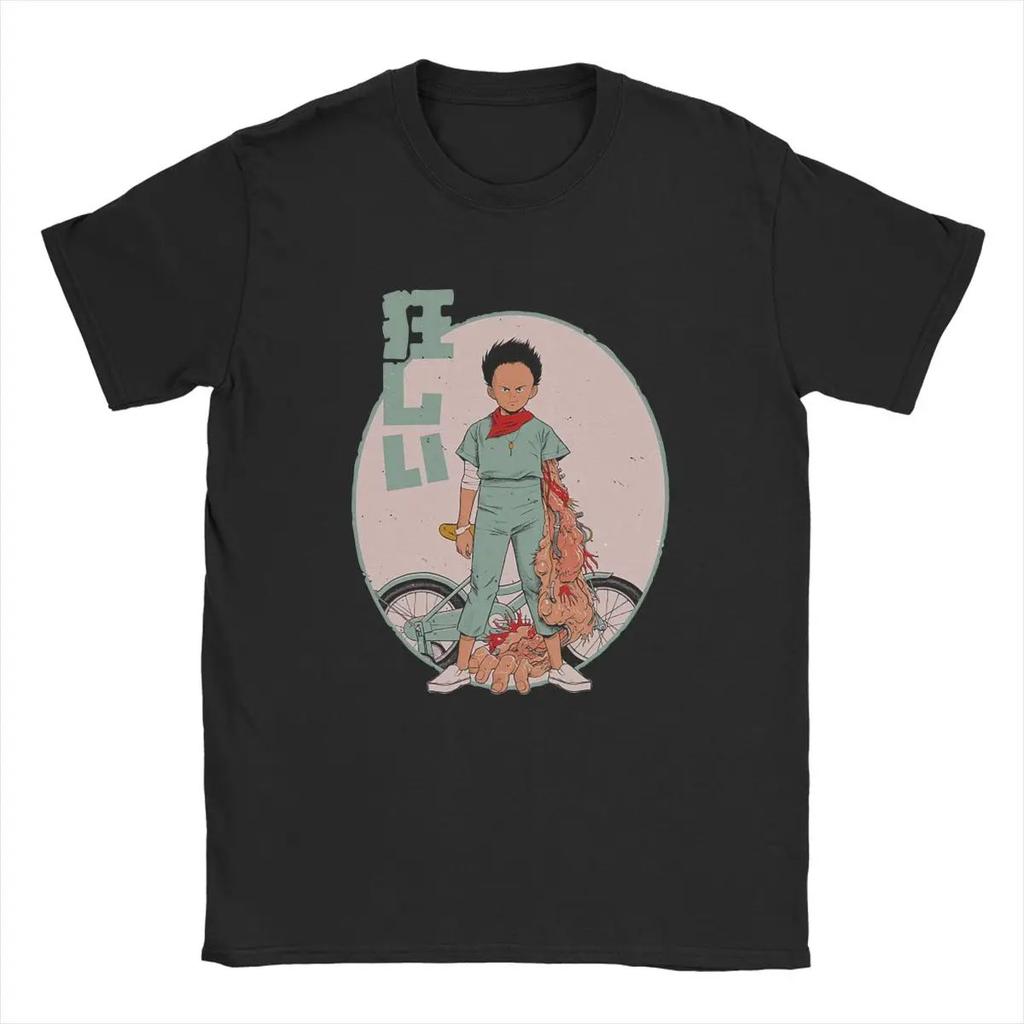 Streetwear Vintage Tričko Akira 1989 Anime Film Japonsko Pánské Černé Oversized Krátký Rukáv Bavlna Nadměrná Velikost Harajuku Ležérní Unisex